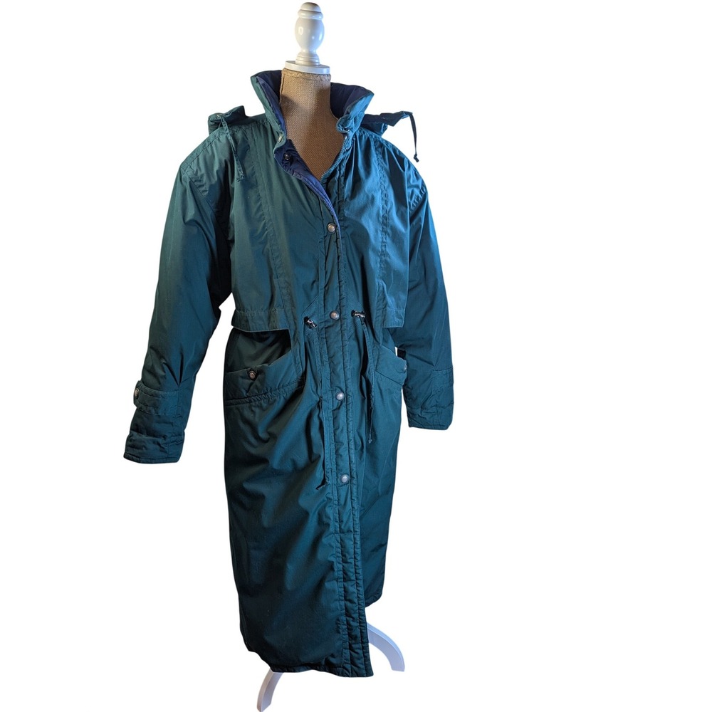 Vintage Mulberry Street Green Down Puffer Long Winter Coat Jacket Women's‎ M